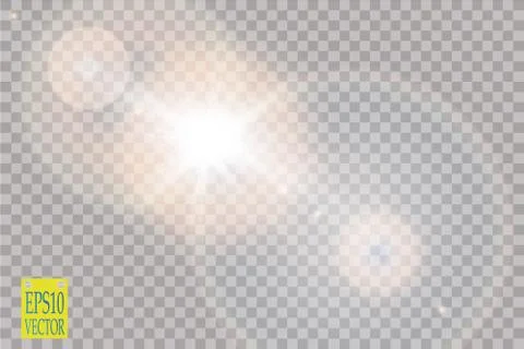 Vector transparent sunlight special lens flare light effect. Sun flash with rays Stock Illustration