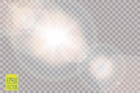 Vector transparent sunlight special lens flare light effect. Sun flash with rays Illustrazione stock