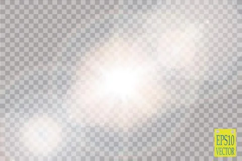 Vector transparent sunlight special lens flare light effect. Sun flash with rays Stock Illustration