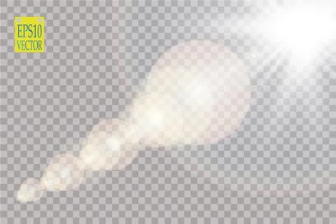 Vector transparent sunlight special lens flare light effect. Sun flash with rays Stock Illustration