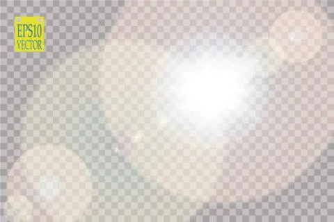 Vector transparent sunlight special lens flare light effect. Sun flash with rays Stock Illustration