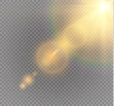 Vector transparent sunlight special lens flare light effect. Sun flash with rays Stock Illustration