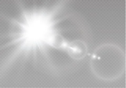 Vector transparent sunlight special lens flare light effect. Sun flash with rays Stock Illustration