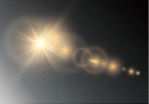 Vector transparent sunlight special lens flare light effect. Sun flash with rays Illustrazione stock