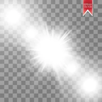 Vector transparent sunlight special lens flare light effect. Sun flash with rays Illustrazione stock