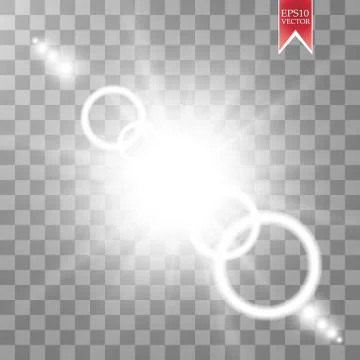 Vector transparent sunlight special lens flare light effect. Sun flash with rays 스톡 일러스트
