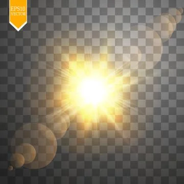 Vector transparent sunlight special lens flare light effect. Sun flash with rays Stock Illustration
