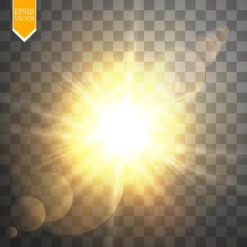 Vector transparent sunlight special lens flare light effect. Sun flash with rays Illustrazione stock