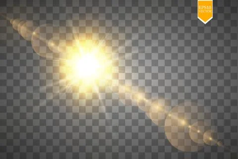 Vector transparent sunlight special lens flare light effect. Sun flash with rays Stock Illustration