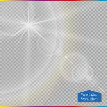 Vector transparent sunlight special lens flare light effect. 库存插图
