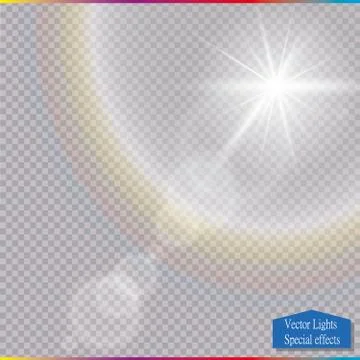 Vector transparent sunlight special lens flare light effect. Stock Illustration