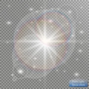 Vector transparent sunlight special lens flare light effect. Stock-Illustration