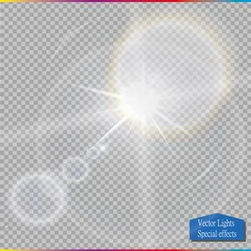 Vector transparent sunlight special lens flare light effect. Stock Illustration