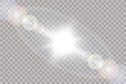 Vector transparent sunlight special lens flare light effect. Sun isolated on Stock Illustration