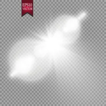 Vector transparent sunlight special lens flare light effect. Sun flash with rays Stock Illustration