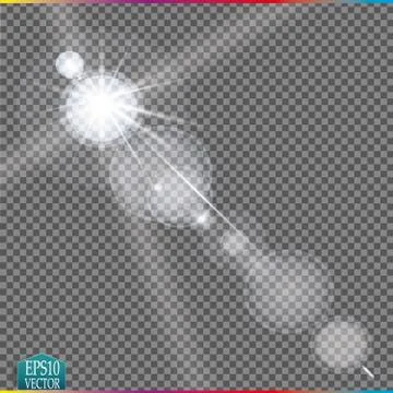 Vector transparent sunlight special lens flare light effect. Stock-Illustration