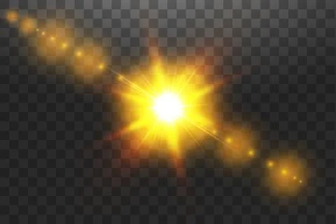 Vector transparent sunlight special lens flare light effect. Sun isolated on Stock-Illustration