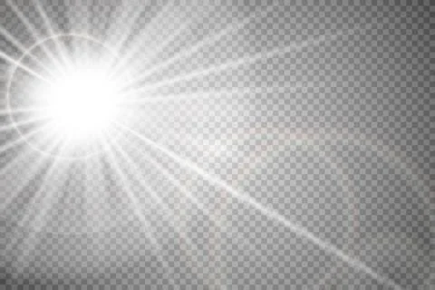 Vector transparent sunlight special lens flare light effect. Sun flash with rays Ilustração Stock
