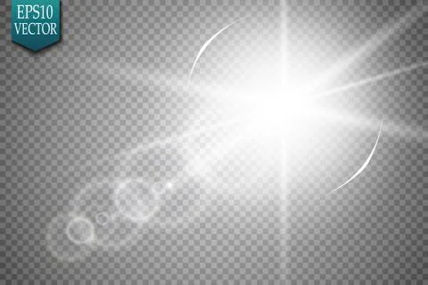 Vector transparent sunlight special lens flare light effect. Sun flash with rays Stock Illustration