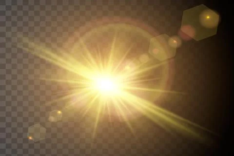 Vector transparent sunlight special lens flash light effect.front sun lens fl Stock Illustration