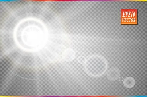Vector transparent sunlight special lens flare light effect. Stock Illustration