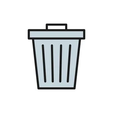 Vector trash can, garbage, waste flat color line icon. Stock-Illustration