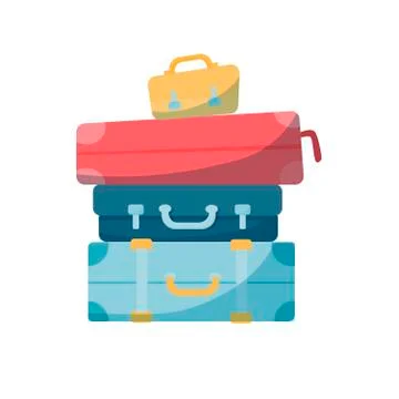 Vector travel concept in flat style - stack of vintages suitcases in trendy c Illustrazione stock