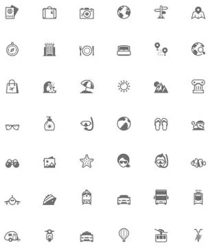 Vector travel icon set Stock Illustration