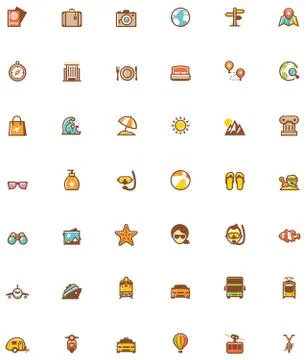 Vector travel icon set Stock Illustration