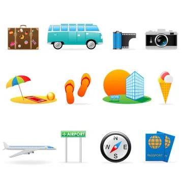 Vector travel icon set Stock Illustration
