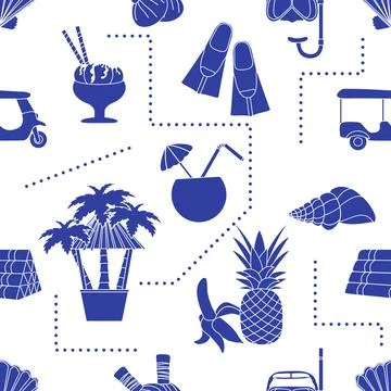 Vector Travel Seamless pattern Summer rest Holiday Illustrazione stock