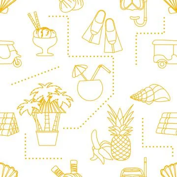 Vector Travel Seamless pattern Summer rest Holiday Illustrazione stock