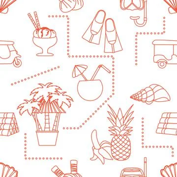 Vector Travel Seamless pattern Summer rest Holiday イラスト素材