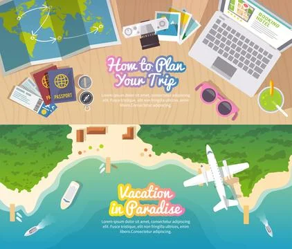 Vector travel web banner Illustrazione stock
