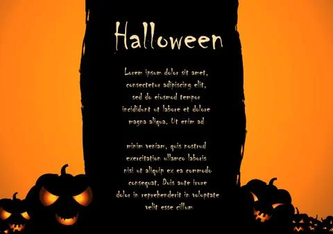 Vector : Tree and pumpkins halloween background Stock Illustration