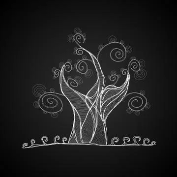 Vector tree, black and white color Stock Illustration