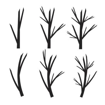 Vector tree branches silhouette. Leaves, swirls and floral elements Stock Illustration