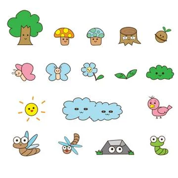 Vector tree cartoon set Stock Illustration