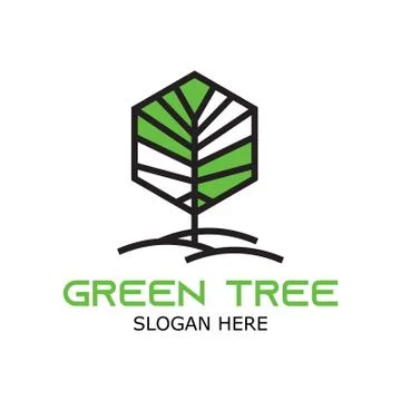 Vector tree, fir-tree, wood, oak. Set of logo design elements, badges, labels Stock Illustration