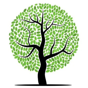 Vector tree with green leaves Illustrazione stock