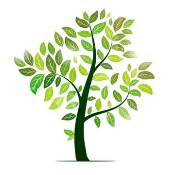 Vector tree with green leaves Stock Illustration