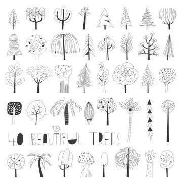 Vector tree illustration collection Illustrazione stock