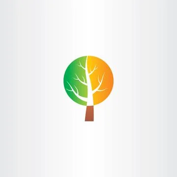 Vector tree logo green orange icon Stock Illustration