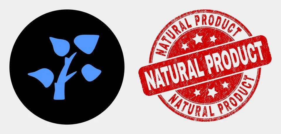 Vector Tree Plant Icon and Grunge Natural Product Watermark Stock Illustration