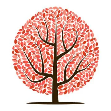 Vector tree with red leaves Stock Illustration