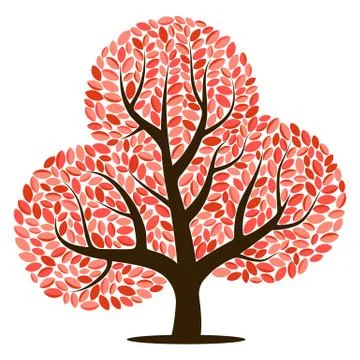 Vector tree with red leaves Stock Illustration