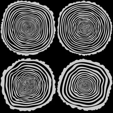 Vector tree rings background and saw cut tree trunk Stockillustratie