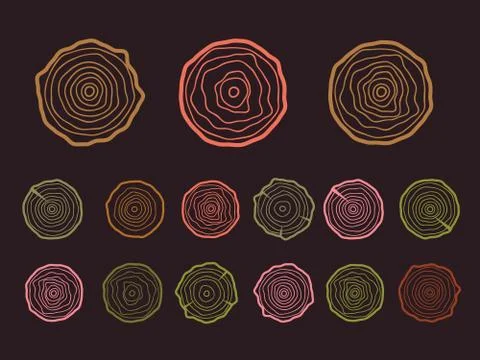 Vector tree rings background. Wood ring line vector Stock Illustration