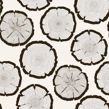 Vector tree rings cut trunk seamless pattern Stock Illustration