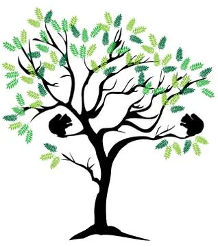 Vector Tree With Squirrels Stock Illustration